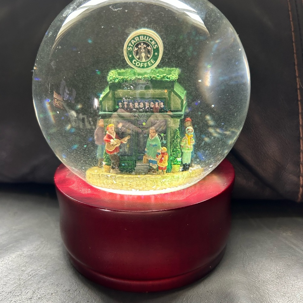 Starbucks Festive Snow Globe with Red Base